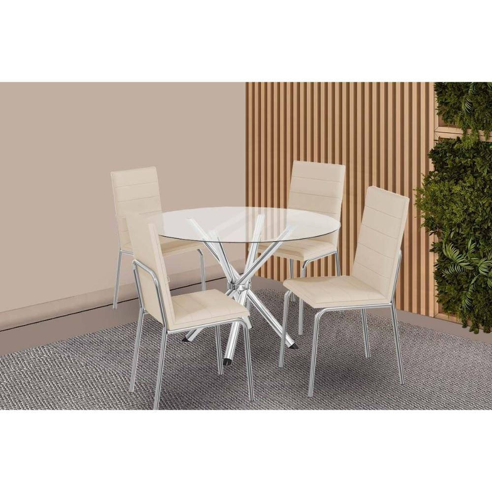 Mesa Cozinha Volga 95 + 4 Cad Amsterdã Cromado Kappesberg
