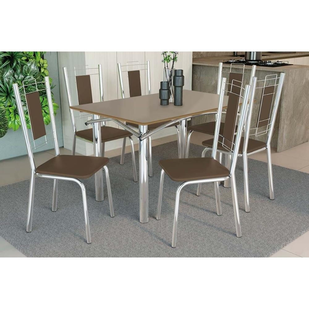 Mesa Sala Elba 120 + 6 Cad Florença Cromado Kappesberg