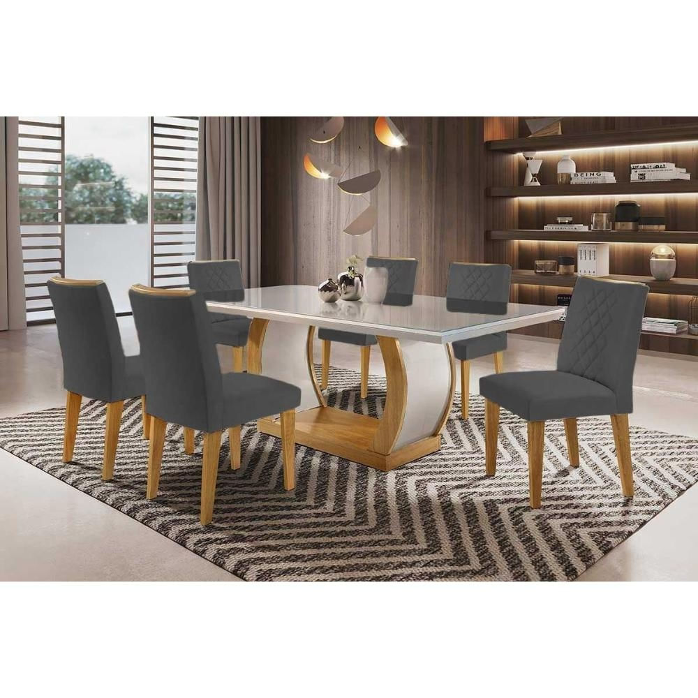 Sala Jantar Mesa Jade + 6 Cad Jade Capuccino Rufato