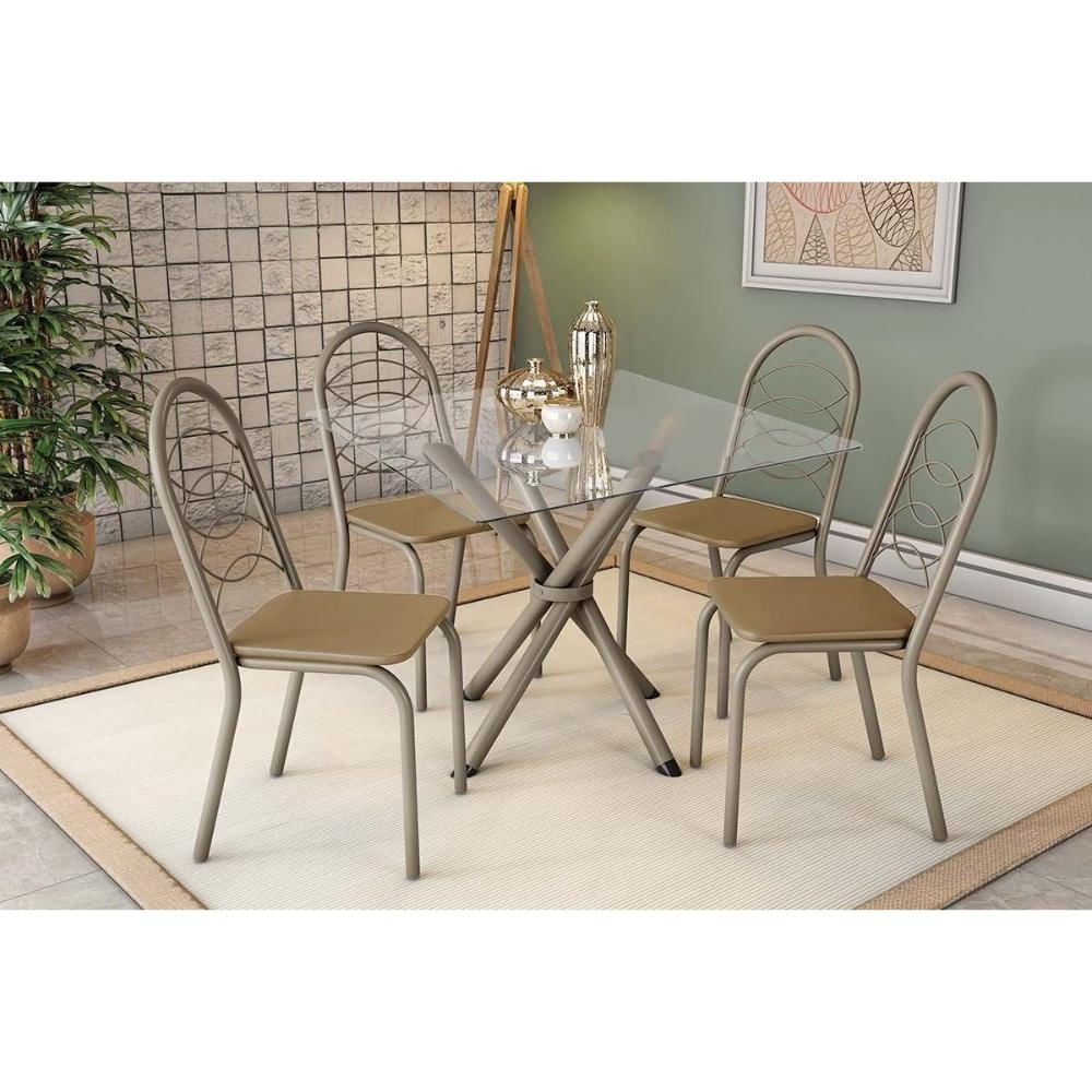 Mesa Sala Volga 90 + 4 Cad Holanda Niquel/Cap Kappesberg