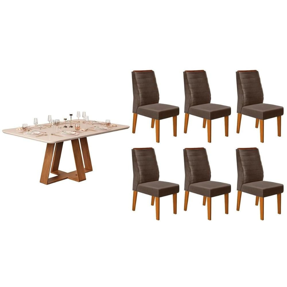 Mesa Sala Celeste 160 + 6 Cad Ondina Freijo DJ Móveis