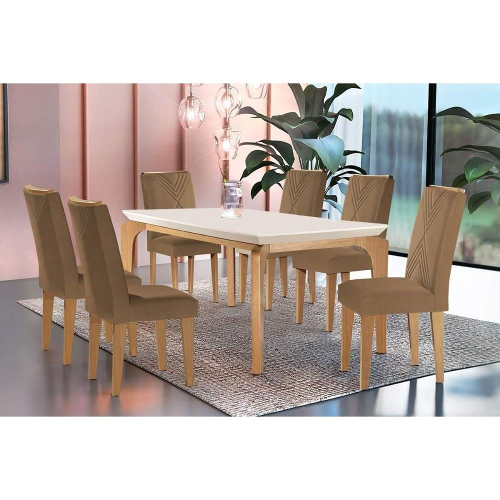 Mesa Cozinha Londrina + 6 Cad Amsterdã Capuccino Rufato