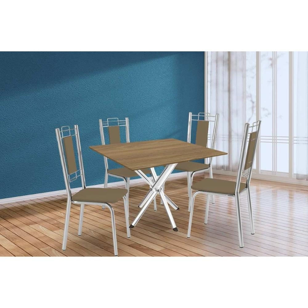 Mesa Sala Volga 90 + 4 Cad Lisboa Cromado Kappesberg
