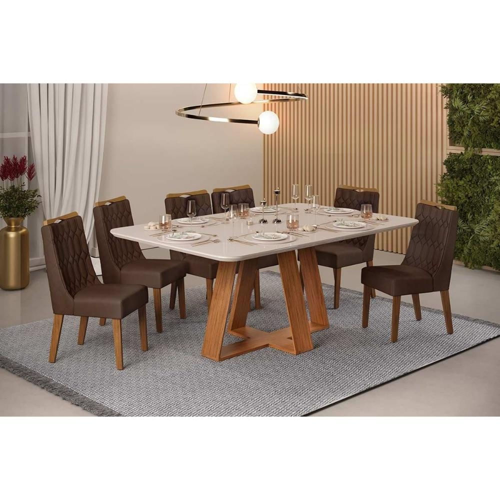 Mesa Sala Celeste 160 + 6 Cad Bia Freijo DJ Móveis