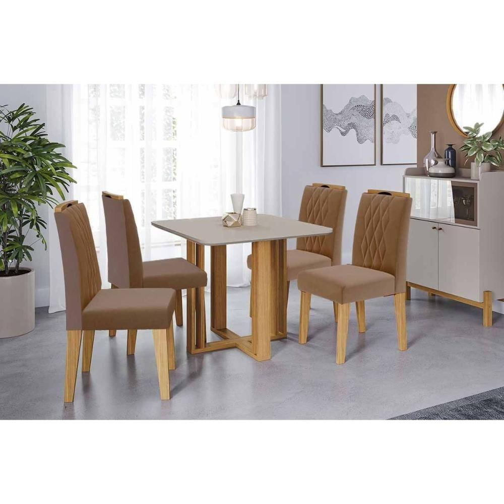 Mesa Cozinha Flora 95 + 4 Cad Juliana Cinamomo Cimol