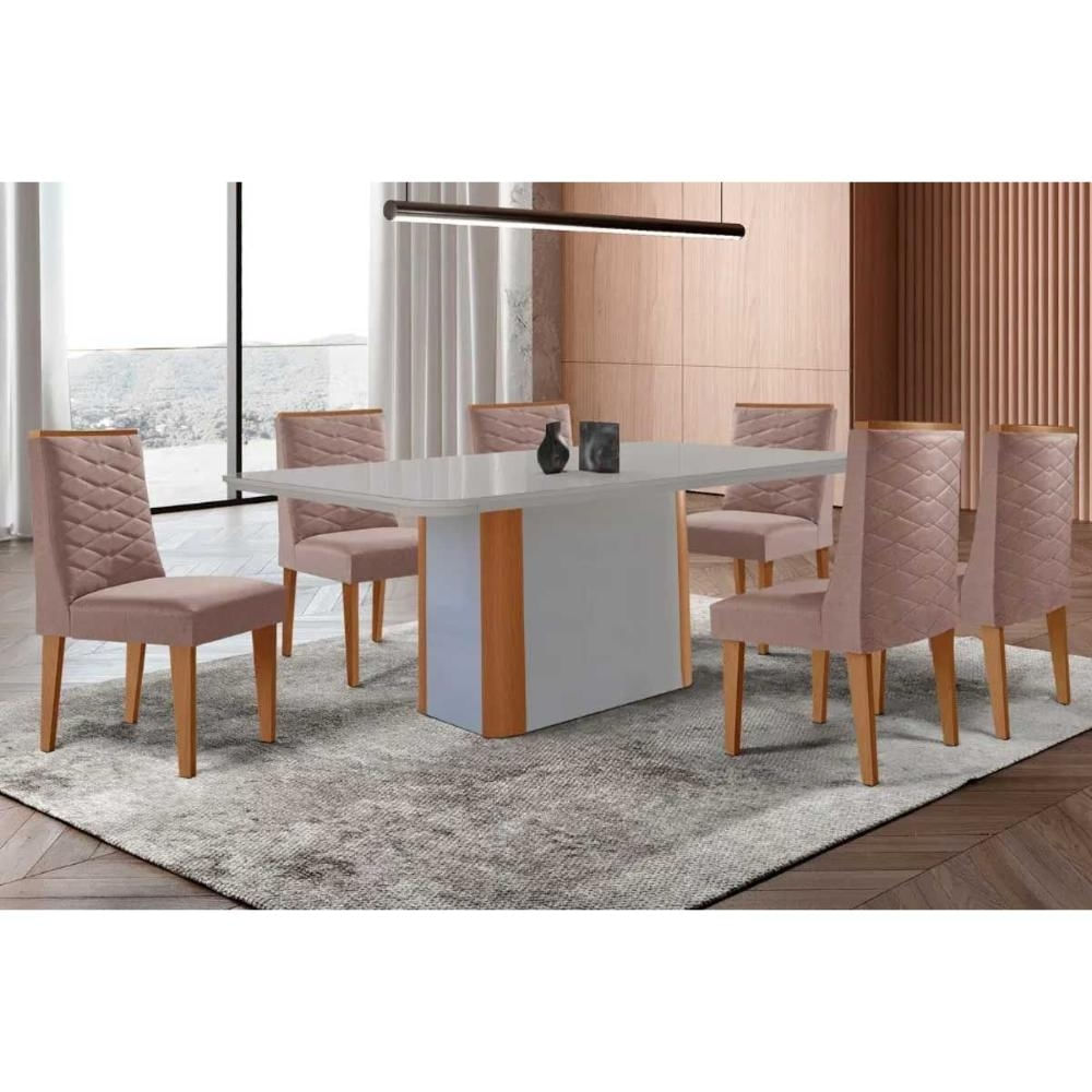 Mesa Sala Pietá 180 + 6 Cad Dafne Natural/Capucci Rufato