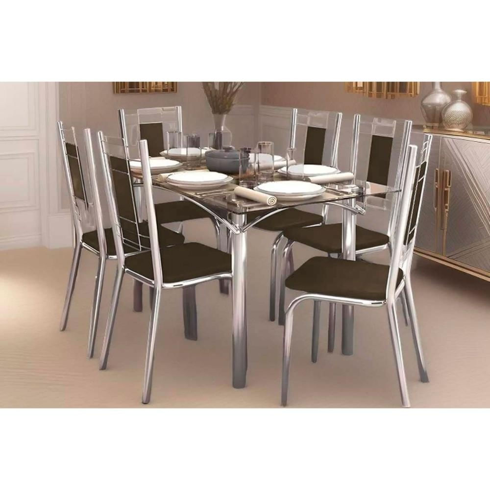 Mesa Sala Elba 150 + 6 Cad Florença Cromado Kappesberg