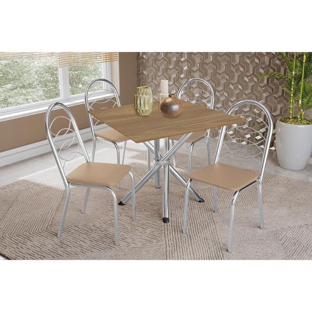 Mesa Sala Volga 90 + 4 Cad Holanda Cromado Kappesberg