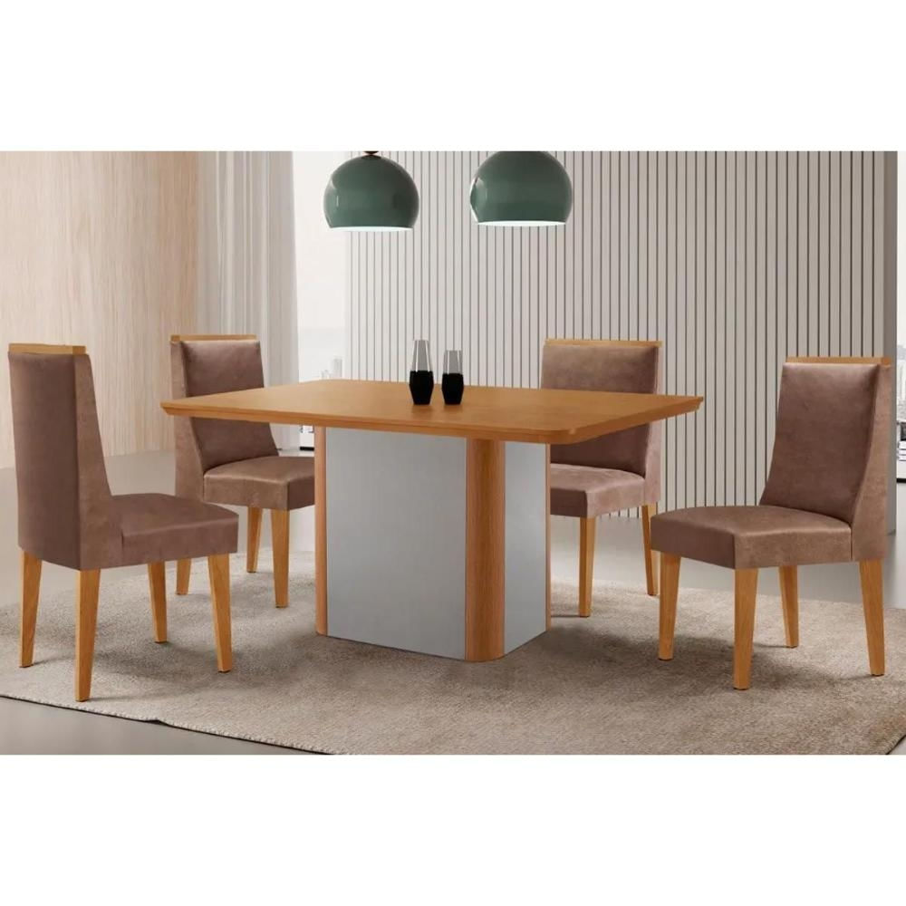 Mesa Sala Pietá 120 + 4 Cad Dakota Natural/Capucci Rufato