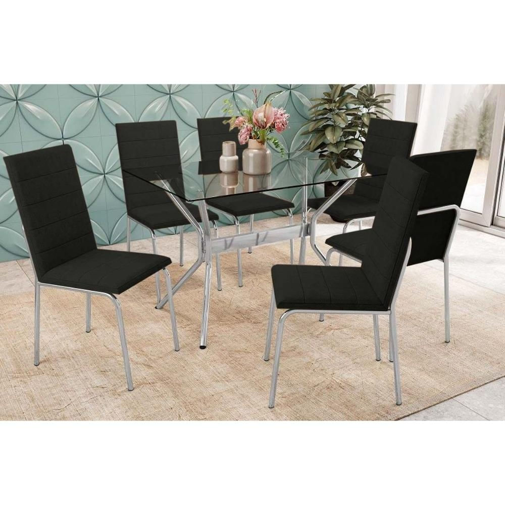 Mesa Sala Loire 120 + 6 Cad Amsterdã Cromado Kappesberg