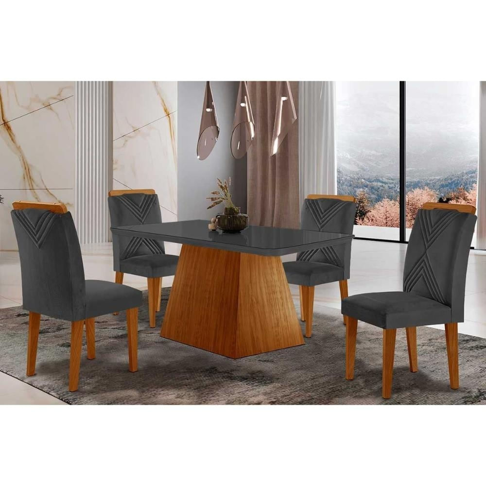 Mesa Sala Luna 120 + 4 Cad Amsterdã Capuccino Rufato