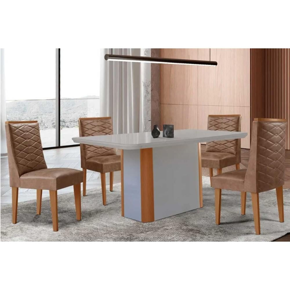 Mesa Cozinha Pietá 120 + 4 Cad Dafne Natural/Capucci Rufato
