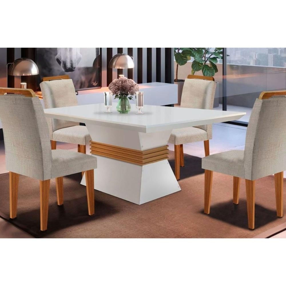 Mesa Sala Ágata 120 + 4 Cad Athenas Capuccino Rufato