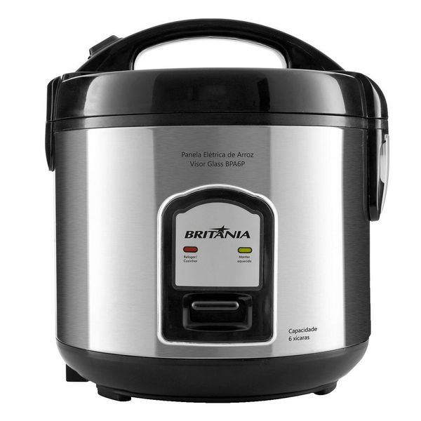 Panela Elétrica de Arroz 6 Xícaras Britânia Visor Glass BPA6P Prata 220V