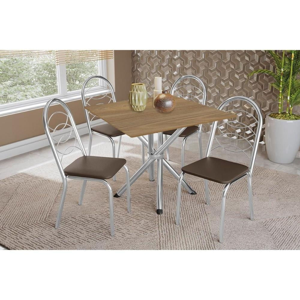 Mesa Sala Volga 90 + 4 Cad Holanda Cromado Kappesberg