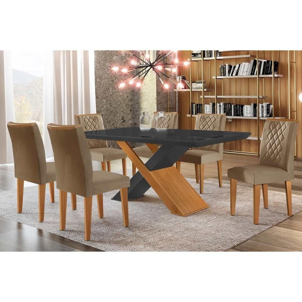 Sala Jantar Mesa Imperatriz + 6 Cad Jade Capuccino Rufato
