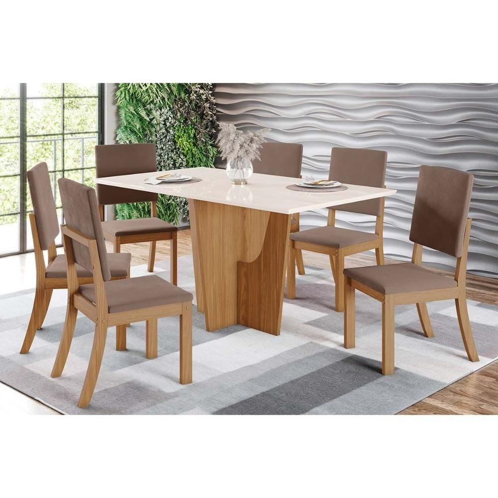Mesa Sala Vértice 160 + 6 Cad Milla Nature/Marrom Henn