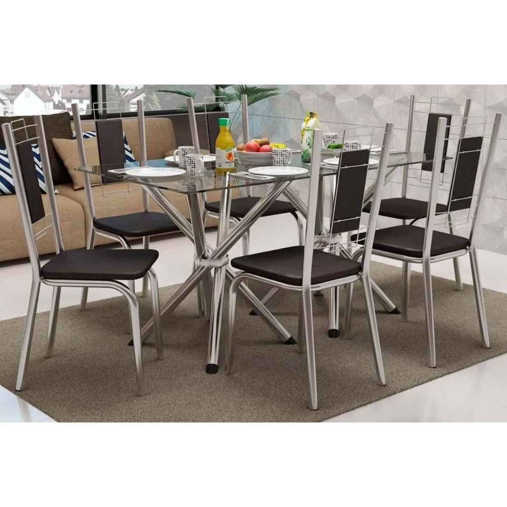 Mesa Sala Volga 150 + 6 Cad Florença Cromado Kappesberg