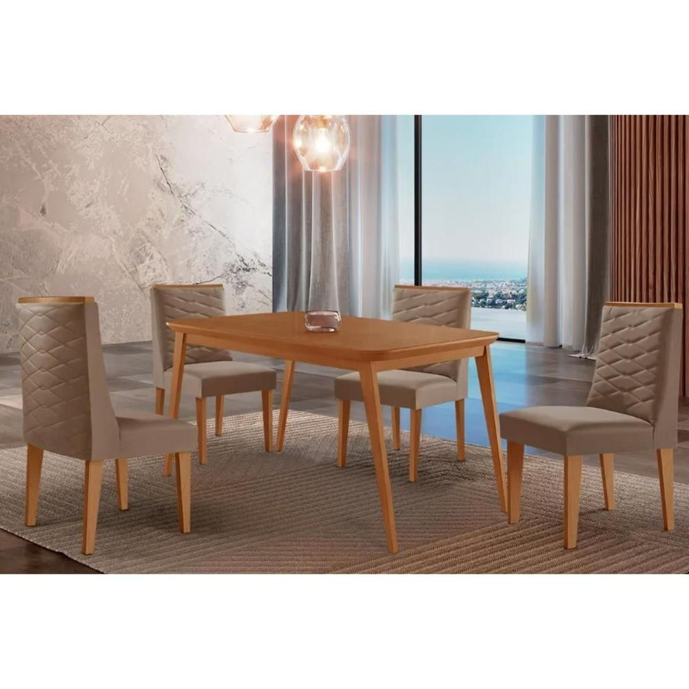 Mesa Sala Havana 120 + 4 Cad Dafne Natural/Capucci Rufato