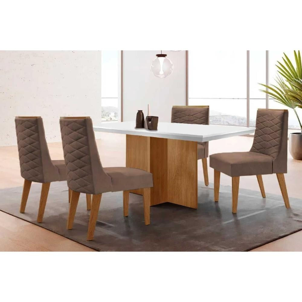 Mesa Sala Berlim 120 + 4 Cad Dafne Natural/Capucci Rufato