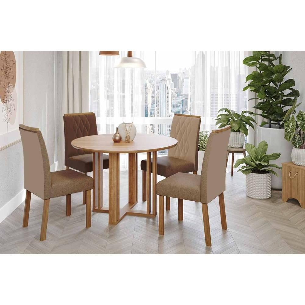 Mesa Cozinha Flora 109 + 4 Cad Juliana Cinamomo Cimol