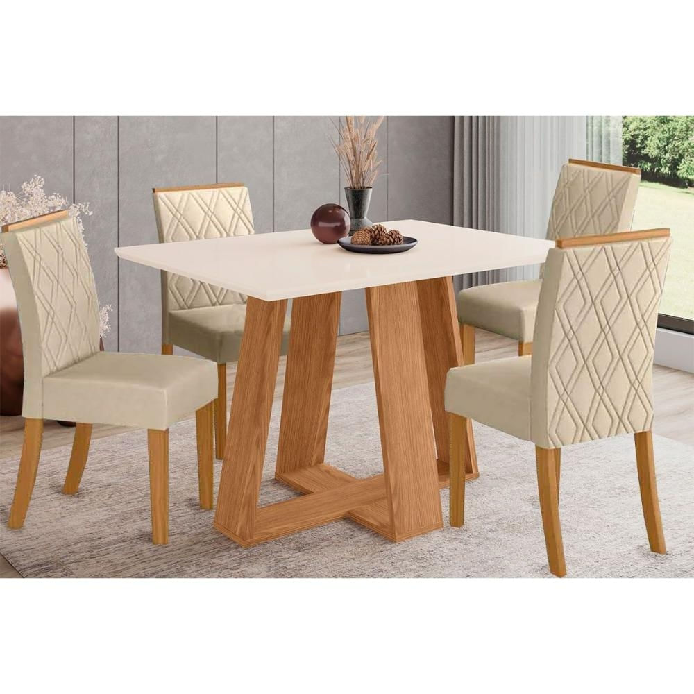 Mesa Sala Lins 120 + 4 Cad Vita Nature/Light Henn