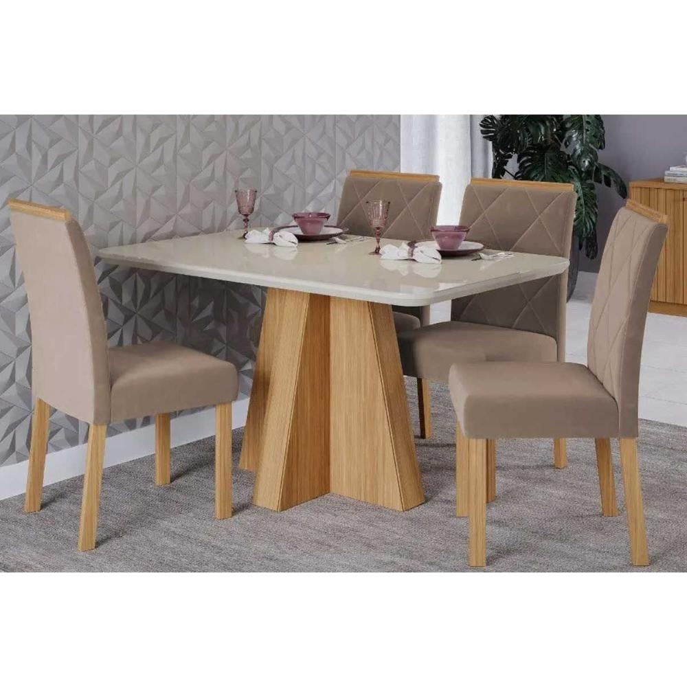 Mesa Sala Maitê 130 + 4 Cad Fernanda Nature/Bege Cimol