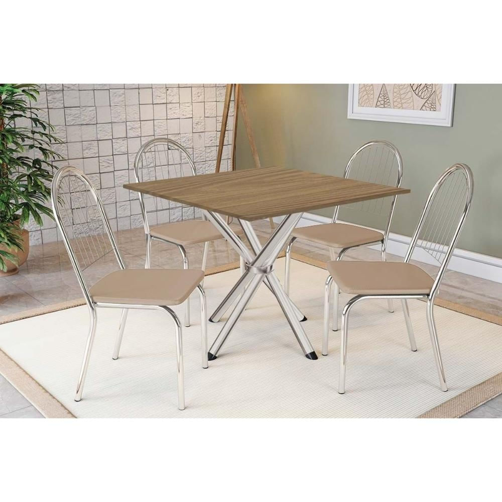 Mesa Sala Volga 90 + 4 Cad Noruega Cromado Kappesberg