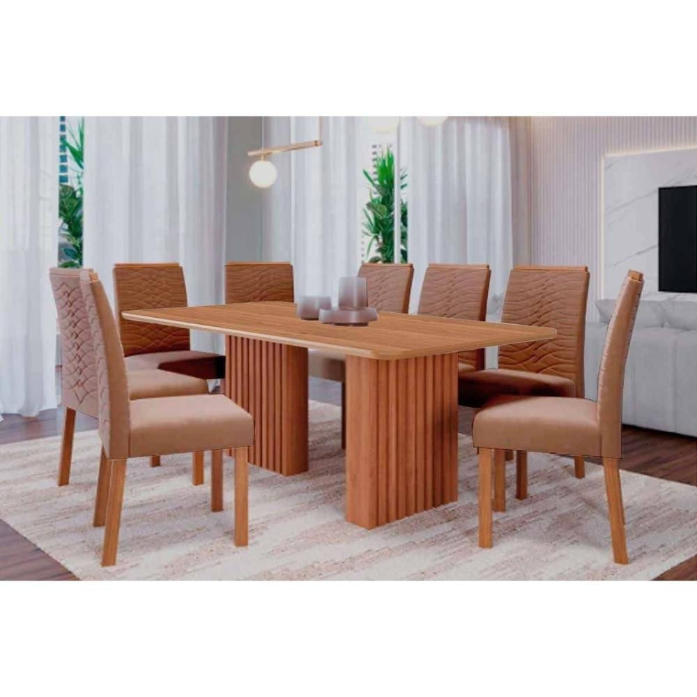 Mesa Cozinha Ester 210 + 8 Cad Clarice Cinamomo Cimol