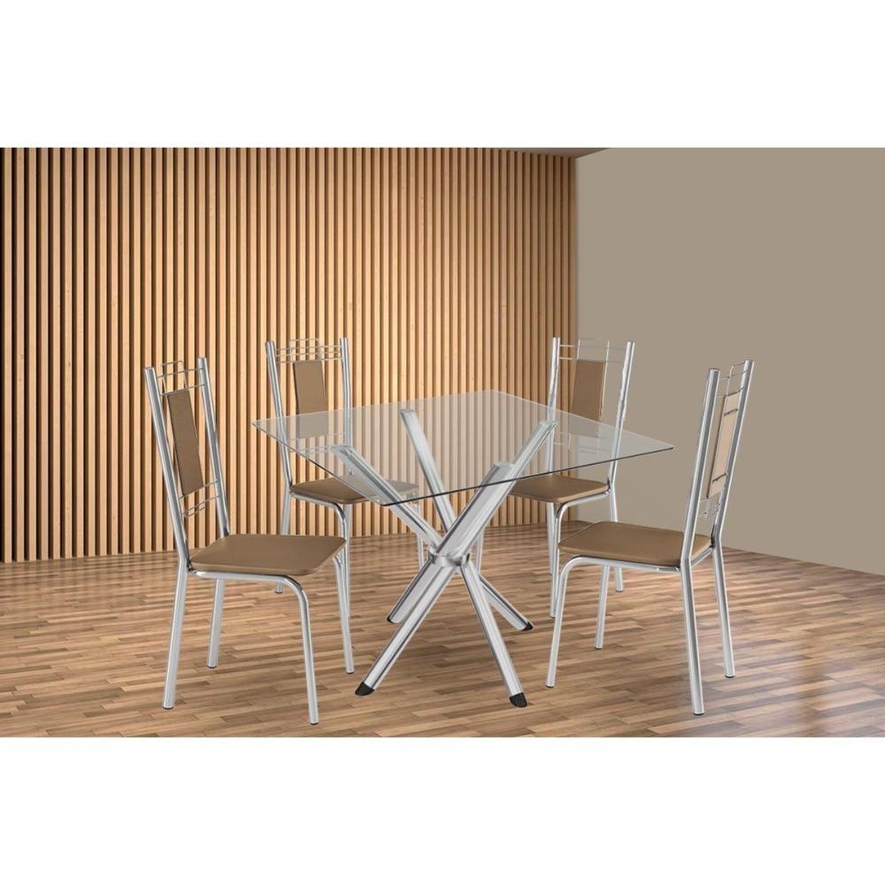 Mesa Sala Volga 90 + 4 Cad Florença Cromado Kappesberg