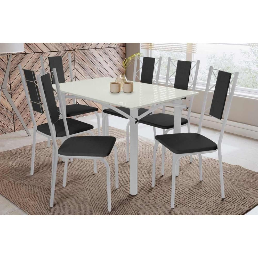 Mesa Cozinha Elba 120 + 6 Cad Lisboa Cromado Kappesberg