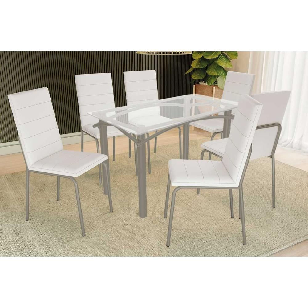 Mesa Cozinha Elba 120 + 6 Cad Amsterdã Niquel/Bco Kappesberg