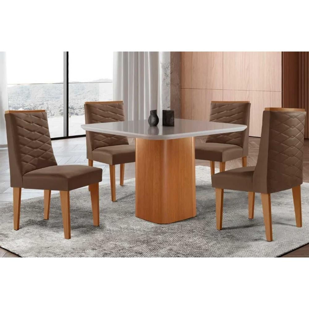 Mesa Sala Maldivas 90 + 4 Cad Dafne Natura/Marrom Rufato