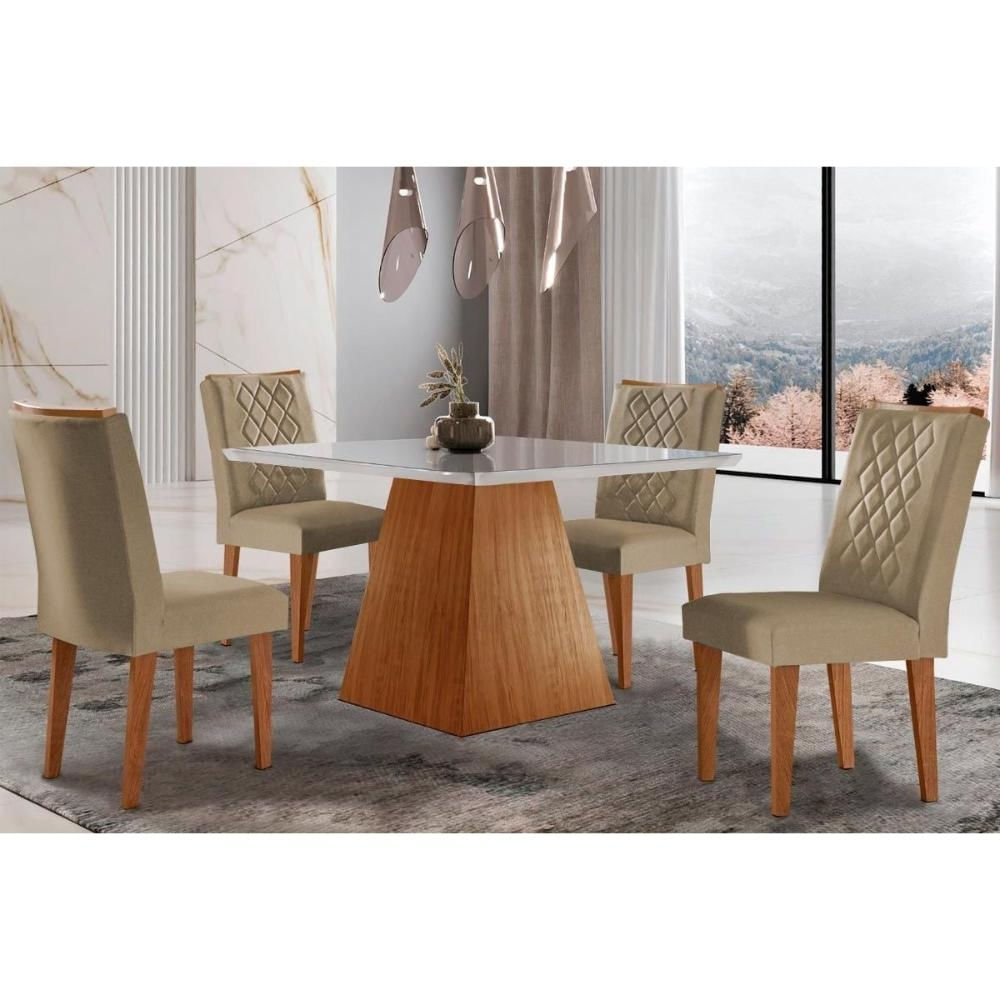 Mesa Sala Luna 90 + 4 Cad Jade Capuccino Rufato