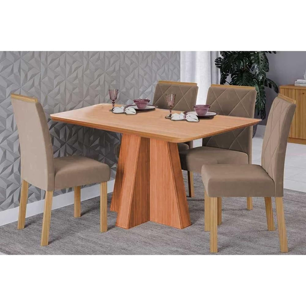 Mesa Sala Maitê 130 + 4 Cad Fernanda Cinamomo/Bege Cimol
