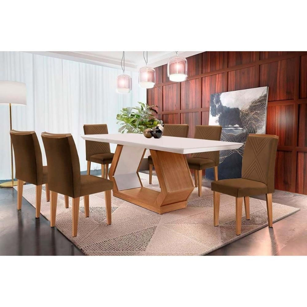 Mesa Cozinha Alvorada 180 + 6 Cad Amsterdã Capuccino Rufato