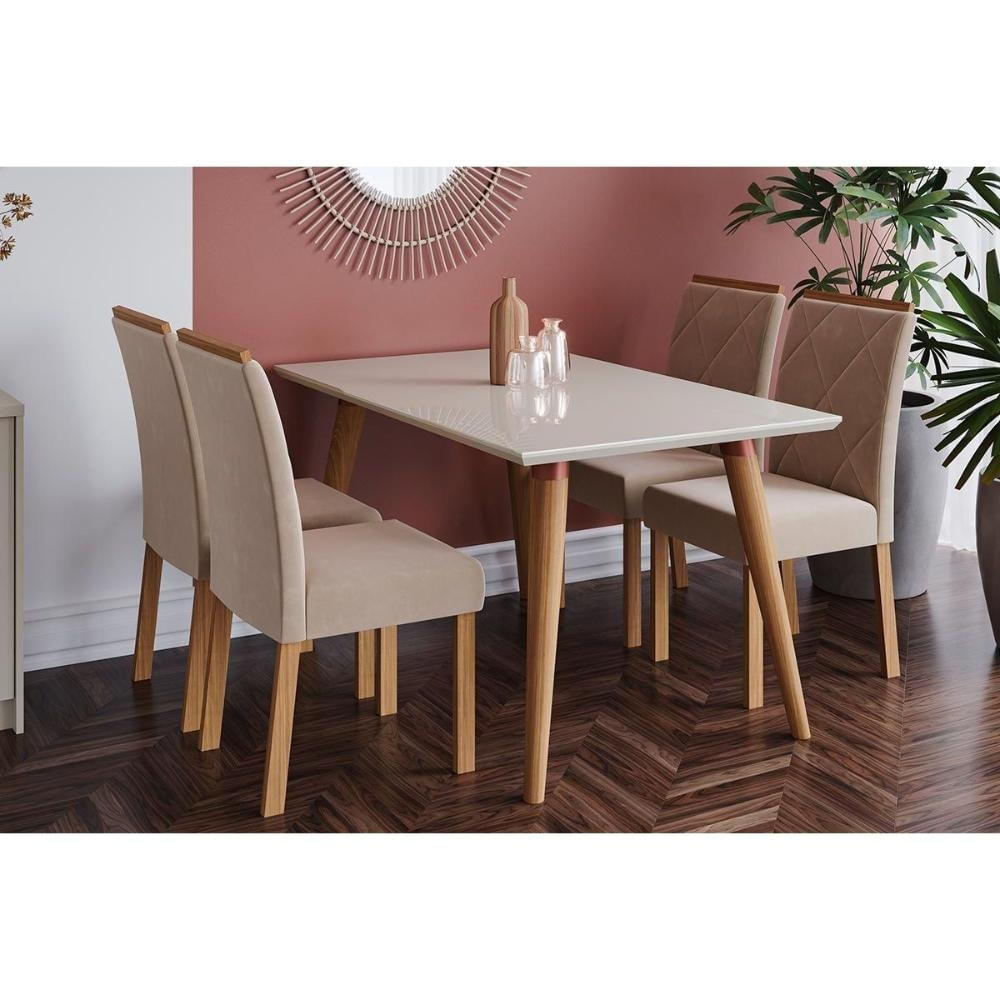Mesa Cozinha Adele 130 + 4 Cad Fernanda Madeirado/OffW Cimol