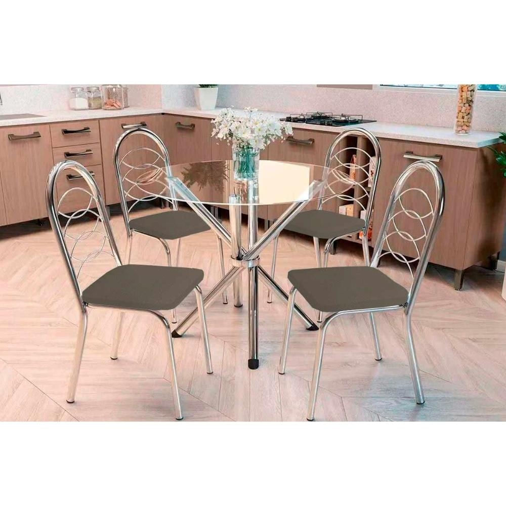 Mesa Cozinha Volga 95 + 4 Cad Holanda Cromado Kappesberg