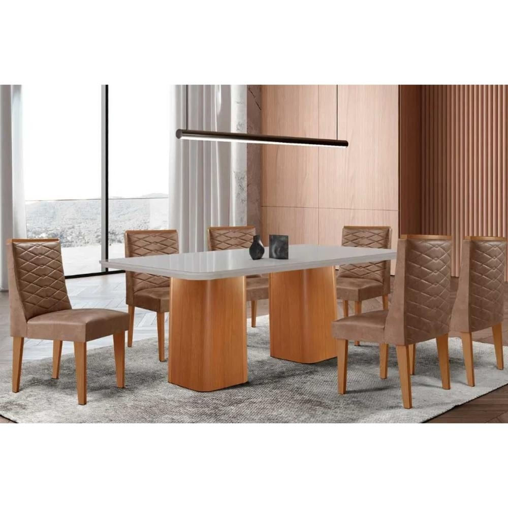 Mesa Sala Maldivas 180 + 6 Cad Dafne Naturale Rufato