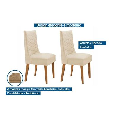 Mesa Cozinha Berlim 120 + 4 Cad Dafne Naturale/Creme Rufato
