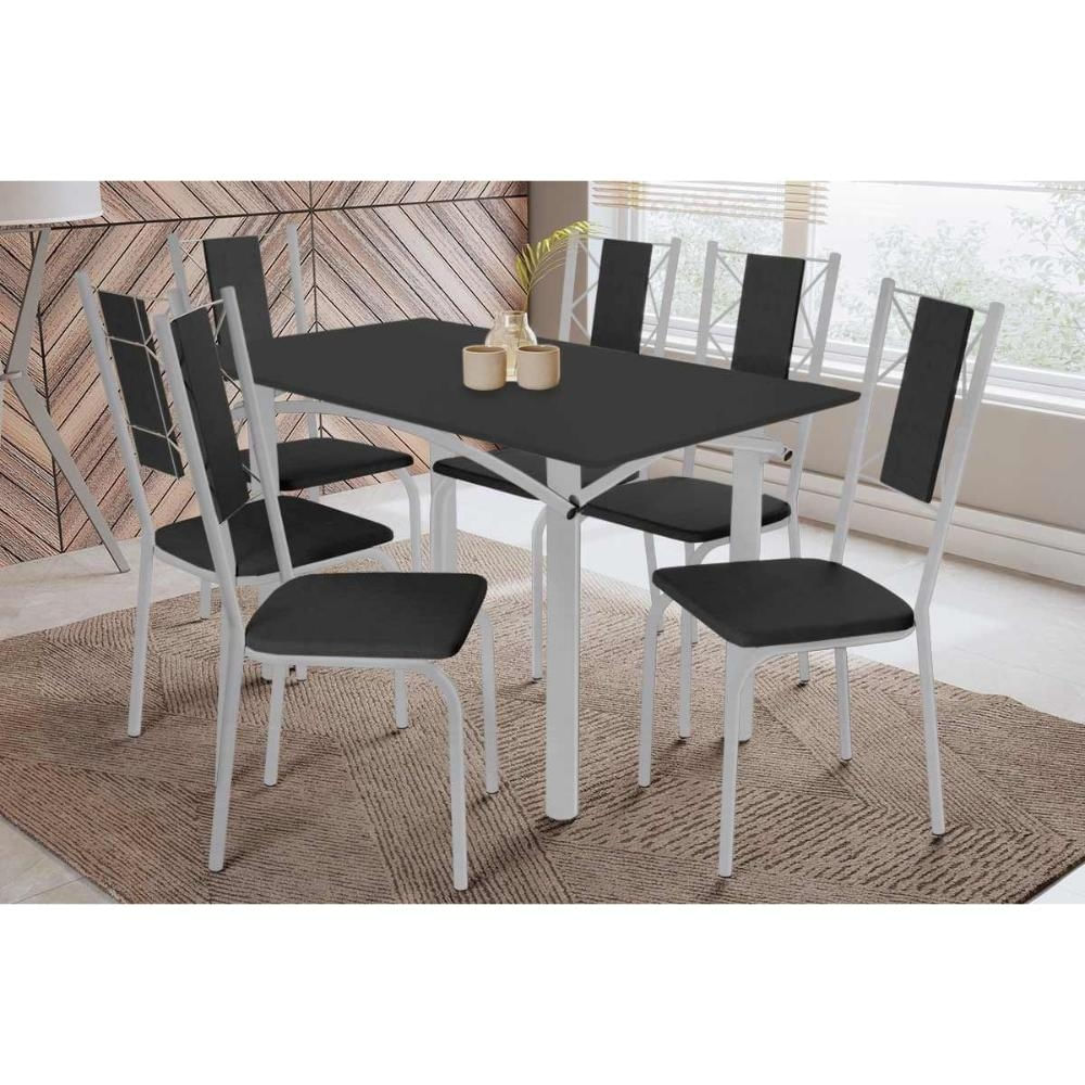 Mesa Sala Elba 160 + 6 Cad Lisboa Cromado Kappesberg