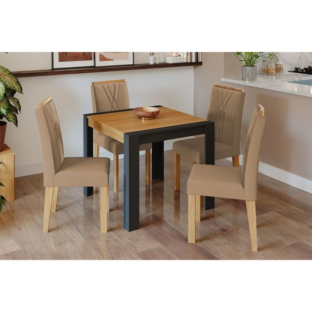 Mesa Cozinha Grace 90 + 4 Cad Nicole Nature/Capucc Cimol
