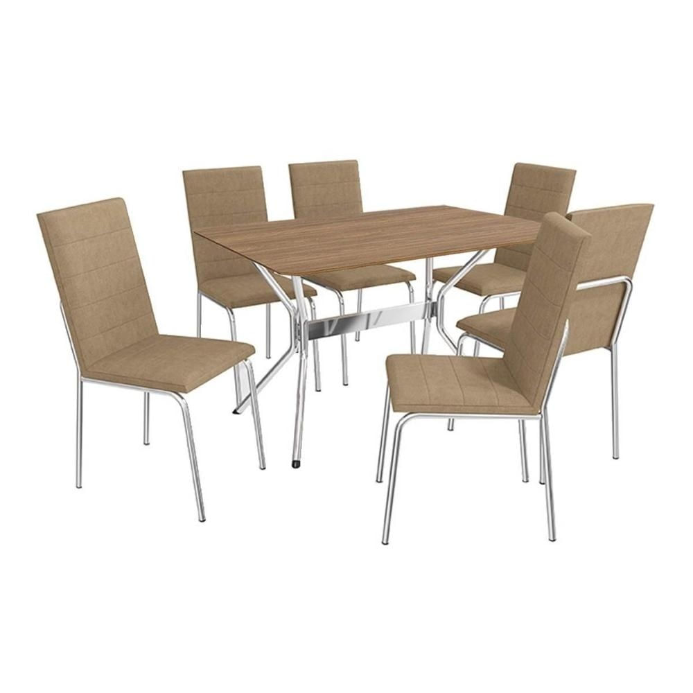Mesa Sala Loire 160 + 6 Cad Amsterdã Cromado Kappesberg