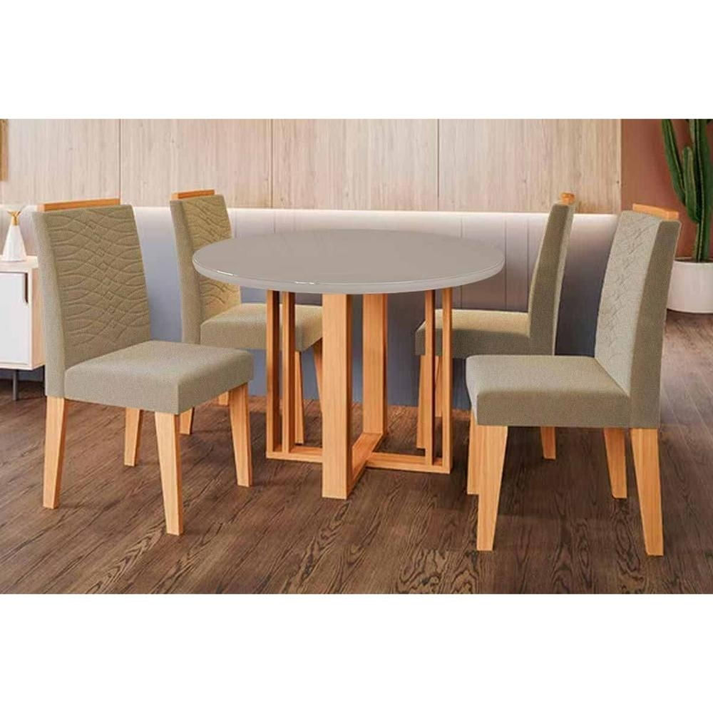 Mesa Sala Flora 109 + 4 Cad Clarice Cinamomo/Bege Cimol