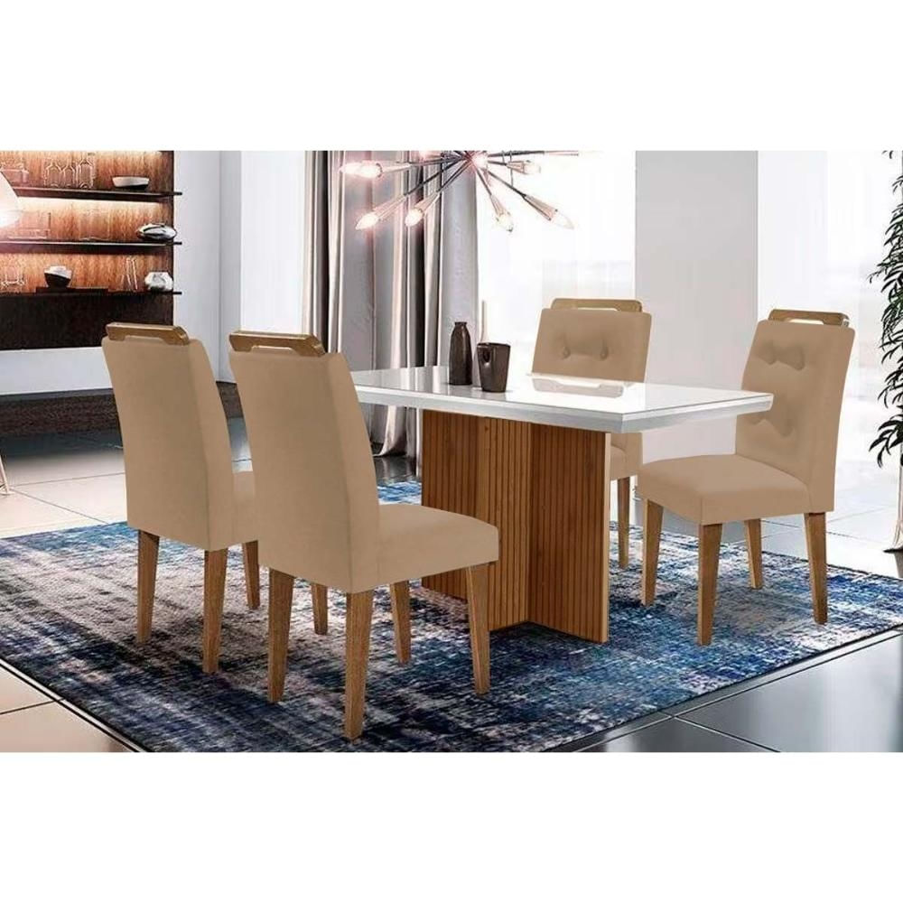 Mesa Cozinha Berlim 120 + 4 Cad Imperatriz Capuccino Rufato