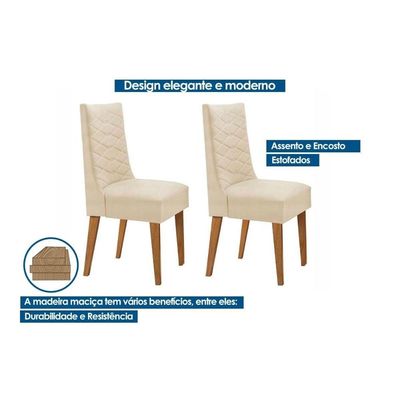 Mesa Sala Maldivas 180 + 6 Cad Dafne Natura/Marrom Rufato