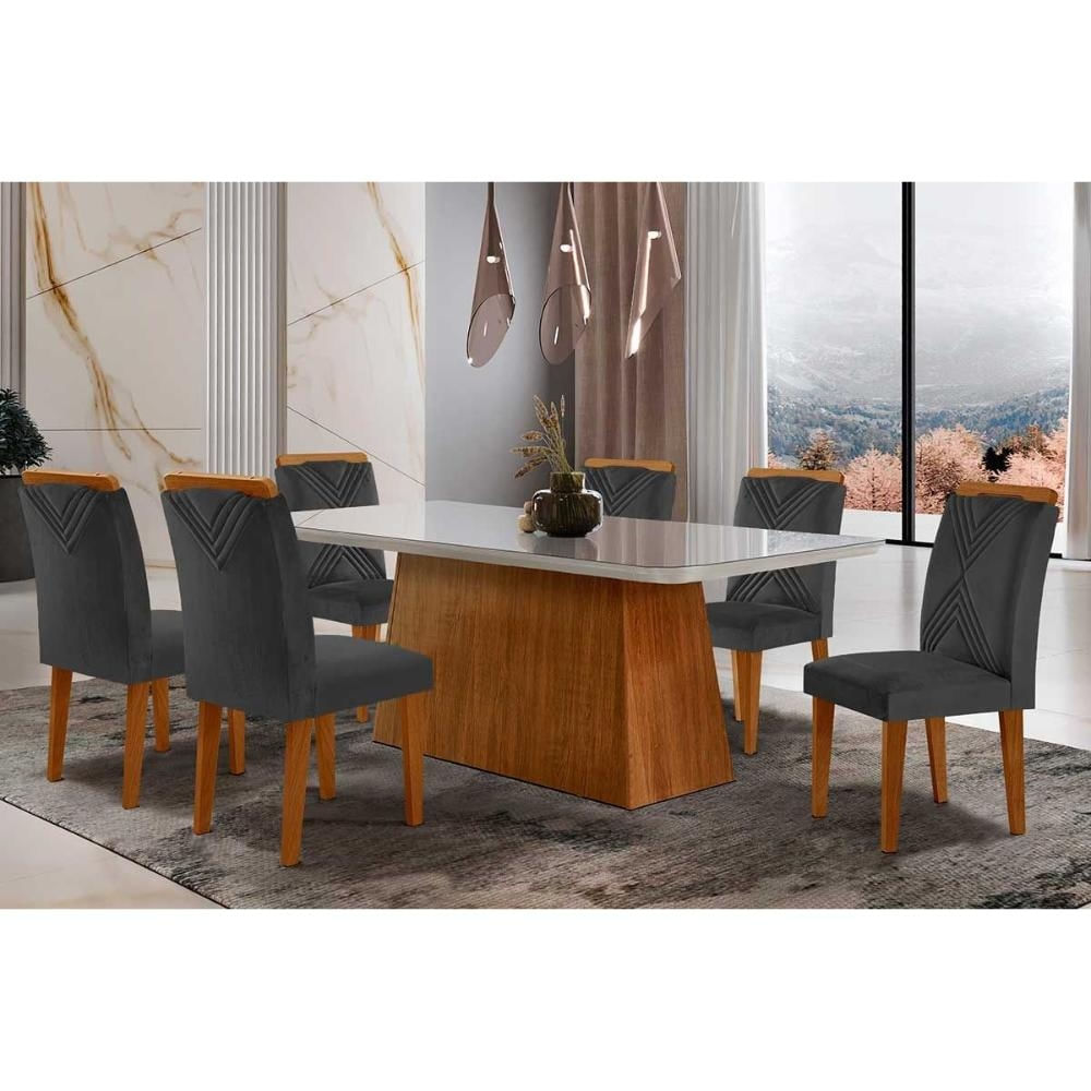 Mesa Sala Luna 180 + 6 Cad Amsterdã Capuccino Rufato