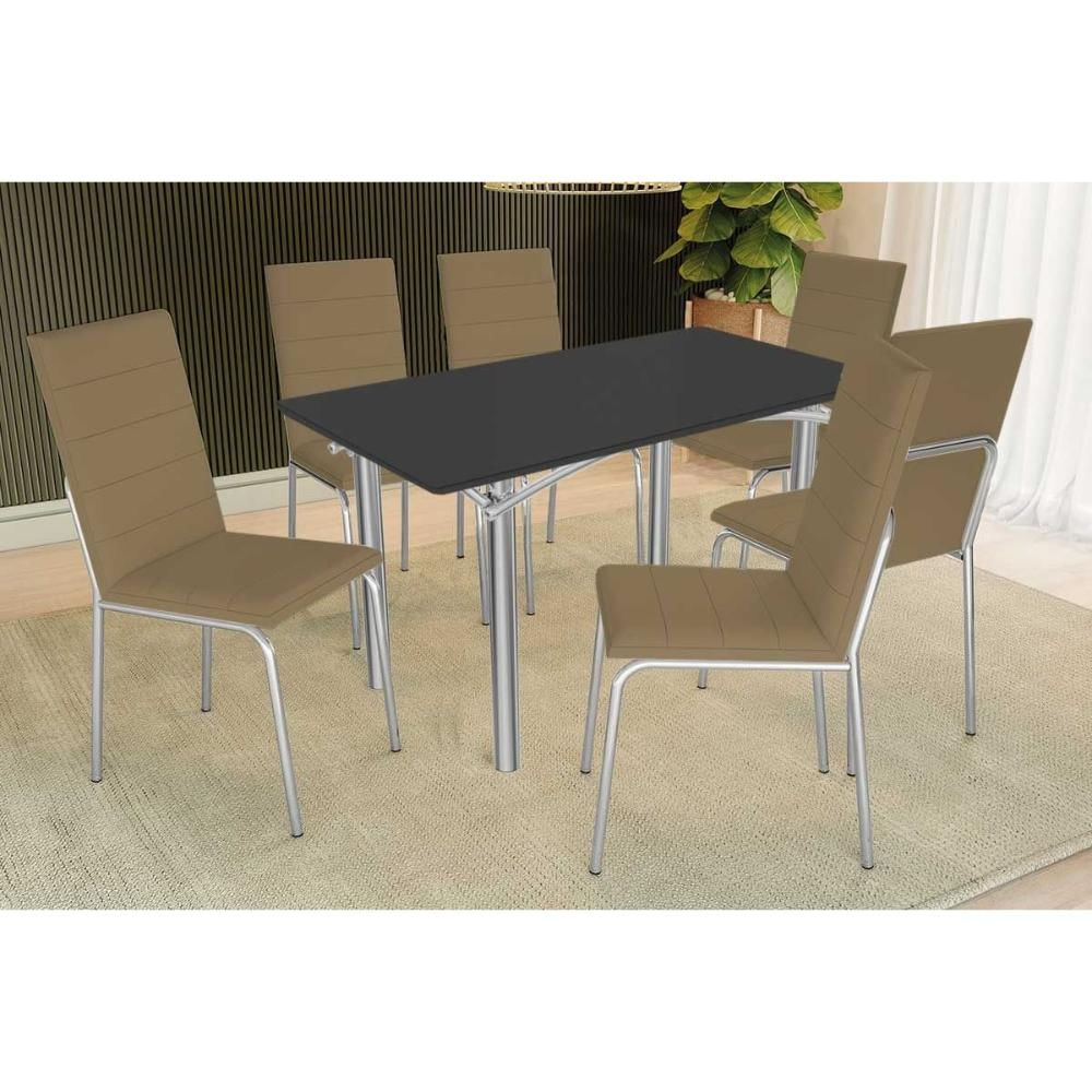 Mesa Cozinha Elba 160 + 6 Cad Amsterdã Cromado Kappesberg
