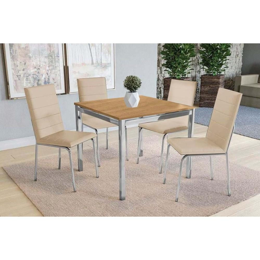Mesa Cozinha Reno 90 + 4 Cad Amsterdã Cromado Kappesberg