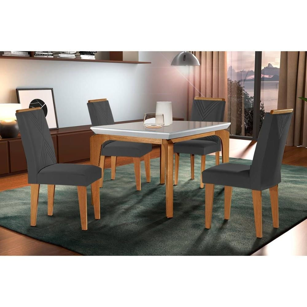 Mesa Sala Londrina 120 + 4 Cad Amsterdã Capuccino Rufato